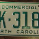 NOS 1984 North Carolina commercial license plate AK 3183