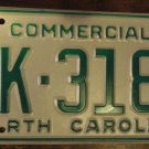 NOS 1984 North Carolina commercial license plate AK 3182