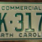 NOS 1984 North Carolina commercial license plate AK 3177