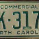 NOS 1984 North Carolina commercial license plate AK 3176