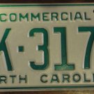 NOS 1984 North Carolina commercial license plate AK 3175