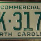 NOS 1984 North Carolina commercial license plate AK 3174