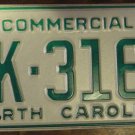 NOS 1984 North Carolina commercial license plate AK 3167