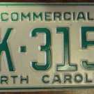 NOS 1984 North Carolina commercial license plate AK 3151