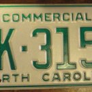 NOS 1984 North Carolina commercial license plate AK 3150