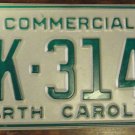 NOS 1984 North Carolina commercial license plate AK 3145