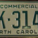 NOS 1984 North Carolina commercial license plate AK 3144