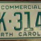 NOS 1984 North Carolina commercial license plate AK 3142