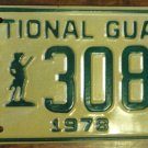 NOS 1978 North Carolina National Guard license plate 3080 new old stoc