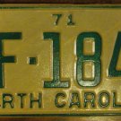 1971 North Carolina license plate SF 1847