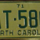 1971 North Carolina license plate AT 580