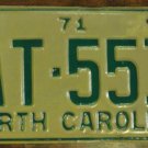 1971 North Carolina license plate AT 551