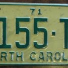 NOS 1971 North Carolina license plate 7155 TT new old stock