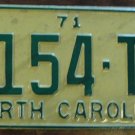 NOS 1971 North Carolina license plate 7154 TT new old stock