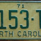 NOS 1971 North Carolina license plate 7153 TT new old stock