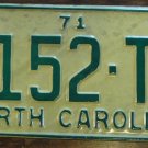 NOS 1971 North Carolina license plate 7152 TT new old stock