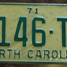 NOS 1971 North Carolina license plate 7146 TT new old stock