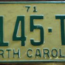 NOS 1971 North Carolina license plate 7145 TT new old stock