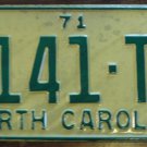 NOS 1971 North Carolina license plate 7141 TT new old stock