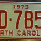 NOS 1979 North Carolina license plate BD 7858 new old stock