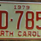 NOS 1979 North Carolina license plate BD 7855 new old stock