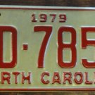 NOS 1979 North Carolina license plate BD 7853 new old stock