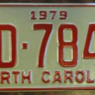 NOS 1979 North Carolina license plate BD 7848 new old stock