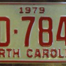 NOS 1979 North Carolina license plate BD 7844 new old stock