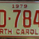 NOS 1979 North Carolina license plate BD 7843 new old stock