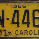 1966 North Carolina license plate XN 4463