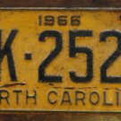 1966 North Carolina license plate XK 2527
