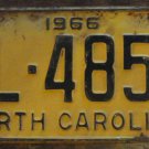 1966 North Carolina license plate CL 4857