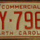 NOS 1985 North Carolina commercial license plate AY 7968 new old stock