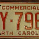 NOS 1985 North Carolina commercial license plate AY 7962 new old stock