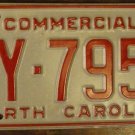 NOS 1985 North Carolina commercial license plate AY 7956 new old stock