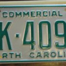 NOS 1986 North Carolina commercial license plate BK 4095 new old stock