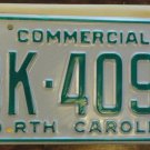 NOS 1986 North Carolina commercial license plate BK 4091 new old stock