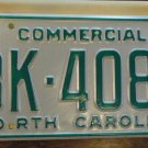 NOS 1986 North Carolina commercial license plate BK 4085 new old stock