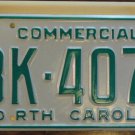 NOS 1986 North Carolina commercial license plate BK 4079 new old stock