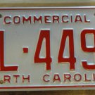NOS 1987 North Carolina commercial license plate BL 4490 new old stock