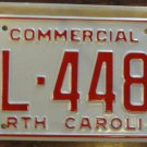 NOS 1987 North Carolina commercial license plate BL 4489 new old stock