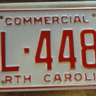 NOS 1987 North Carolina commercial license plate BL 4482 new old stock