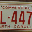 NOS 1987 North Carolina commercial license plate BL 4478 new old stock