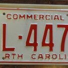 NOS 1987 North Carolina commercial license plate BL 4477 new old stock
