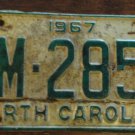 1967 North Carolina license plate DM 2851