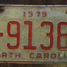 1979 North Carolina license plate E 91384 with June 1981 stickers