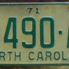 1971 North Carolina license plate 3490 A