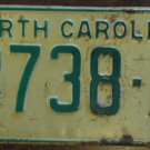 1969 North Carolina license plate 3738 A