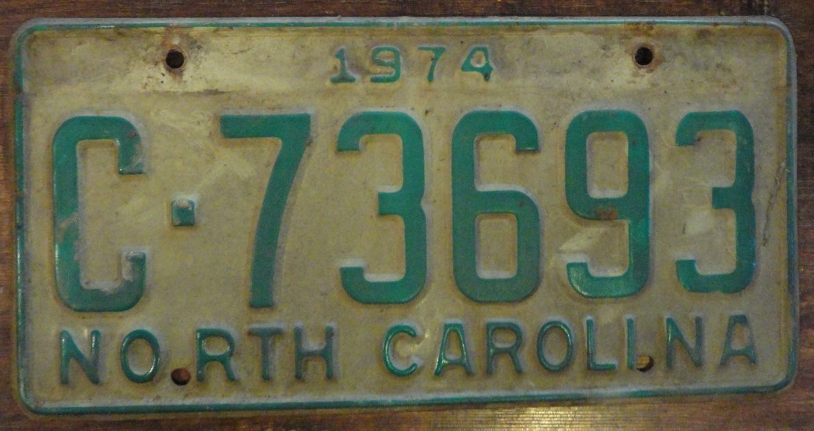 1974 North Carolina license plate C 73693