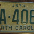 1974 North Carolina license plate XA 4080